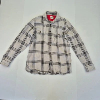 Camisa REISS Grande Gris Hombre Algodón 1971 Botones Cuadros Franela Casual - Imagen 1 de 4