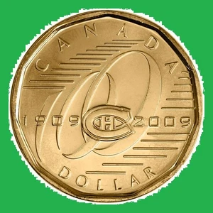 1909-2009 Montreal Canadiens 100 Years CANADA 1 DOLLAR LOONIE COIN - Picture 1 of 4