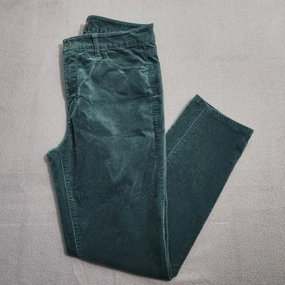 Talbots Womens 10P Green Velveteen Straight Leg High Rise Ankle Casual Pants - Image 1 of 4