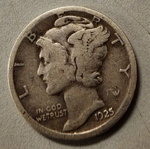 1925 P Winged Liberty Head Mercury Dime -10 Cent - coin - Picture 1 of 8