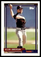 1992 Topps Allan Anderson Baseball Card Minnesota Twins #417