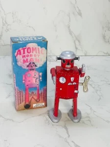 Schylling ATOMIC ROBOT MAN Red Tin Wind Up Collector Toy w Key 1997 - Picture 1 of 5