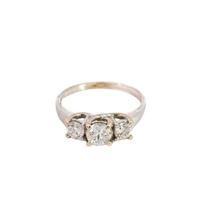 Three Diamond Engagement Ring Aprox 1.05 C.T.W. 14K White Gold 2.9g (RO1039907) - Picture 1 of 4