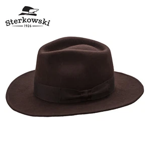 Cappello Fedora Lana Sterkowski INDIANA Indiana Jones Cowboy Tesa Larga Vintage - Foto 1 di 5