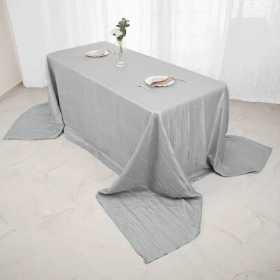 90x156-Inch Crinkle Accordion TAFFETA RECTANGLE TABLECLOTH Party Decorations - Image 1 of 4