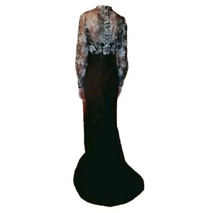 CAROLINA HERRERA $4290 Lace Top Formal Mermaid Train Satin Gown Silk Lined Sz 4