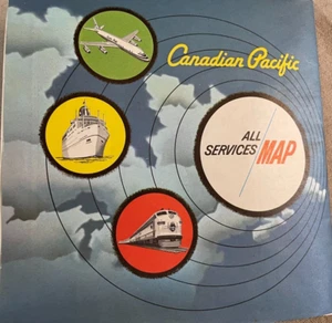 MAPPA CANADESE PACIFIC TUTTI I SERVIZI, 1962 FERROVIE, COMPAGNIE AEREE. In perfette condizioni - Foto 1 di 6
