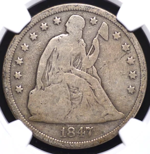 1847 SEATED LIBERTY "NO MOTTO" DOLLAR NGC CHOICE GOOD 6 WHOLESOME, NATURAL LOOK - Picture 1 of 6