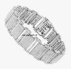 925 Sterling Silver Simulated Round Diamond Men's Tennis Bracelet VVS1 Quality - Picture 1 of 4