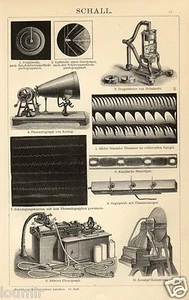 1892 = SUONO = FISICA SCIENZA = Stampa Antica = Old Antique Print - Picture 1 of 1