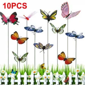 10X Colourful Garden Butterfly Butterflies Decoration Ornaments Stakes Patio - Picture 1 of 10