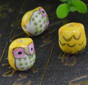 wholesale 100pcs 14x16mm color owl Ceramic beads crafts - Picture 1 of 27
