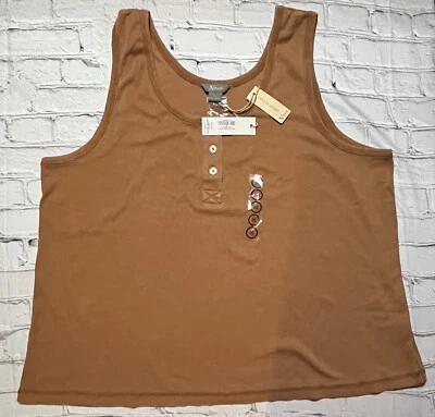 Camiseta sin mangas Natural Reflections Harlow Henley damas lavado especial caramelo 2X nueva con etiquetas Foto 1 de 4