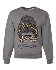 Sudadera Mom Life Cabello Desordenado Bandana Estampado de Leopardo Día de la Madre Hombres Mujeres - Imagen 1 de 11