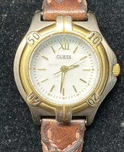 Women’s Guess Watch Braided Brown Leather Band New Battery - Picture 1 of 8