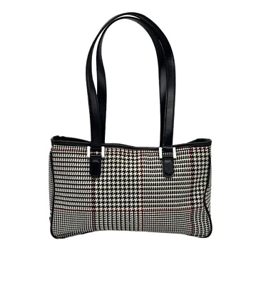 Vintage Ralph Lauren Brown Plaid Houndstooth Bag Silver Tone Hardware - Image 1 of 4