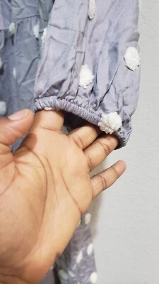 Vestido Campesino Boho Fluido Punto Suizo Cato Púrpura y Blanco con Bolsillos ~XS Foto 1 de 4