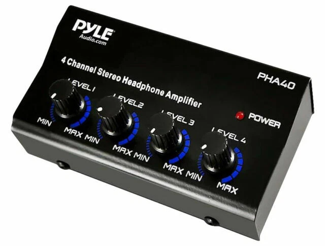 Pyle PHA40 4-Channel Stereo Headphone Amplifier - 1/4" Connectors