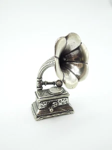 Vintage Italian Handmade Sterling Silver Large Gramophone Figurine Dollhouse 18g - Picture 1 of 6