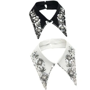 Women Rhinestone Crystal Detachable Fake Collar Sequin Lapel Tops Choker - Picture 1 of 8