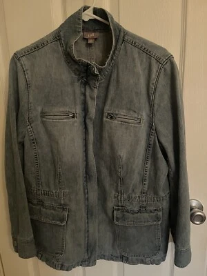 Chaqueta vaquera militar para mujer Jill talla grande azul Foto 1 de 4