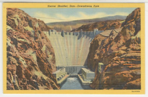 CO Postcard View Of Hoover (Boulder) Dam & Downstream Face c1940s vintage G3