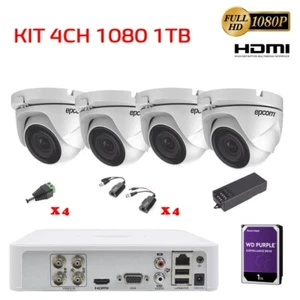 Epcom Security Camera Kit DVR 4 Cameras 1080p Power supply Connectors 1TB HDD - Picture 1 of 6