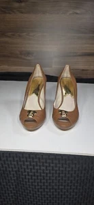 Michael Kors Hamilton Pump Size 9 Platform Heel Color Luggage Leather - Picture 1 of 5