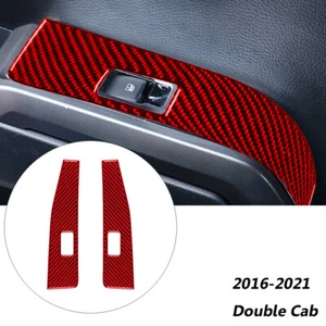 Carbon fiber Interior Rear Door Control Red Trim For Toyota Tacoma 2016-2021   - Picture 1 of 10