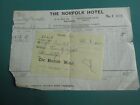 Vintage 1943 Norfolk Hotel Nairobi Kenya Invoice & Receipt WW2  Corporal Powell