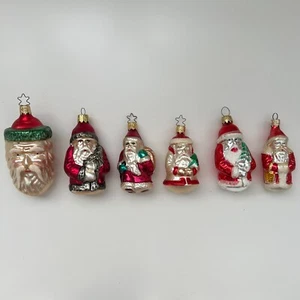 Vintage Ornament Lot 6- West Germany Hand Blown Glass Christmas Santa Claus Head - Picture 1 of 22