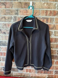 Bechamel Black With Gold Trim Full Zip Lightweight Jacket Women's Size M - Picture 1 of 5