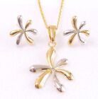 Women Lady Christmas Star Stud Earring Necklace Set 18K Yellow White Gold Plated