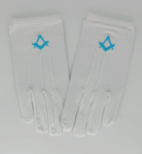 Quality Regalia 100% Cotton White Craft Masonic SQCompass Lodge Gloves BRAND NEw