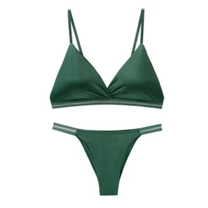 Women Solid Sexy Lingerie Bikini G-String Bra Thong Underwear Push Up Bra Set - Picture 1 of 20