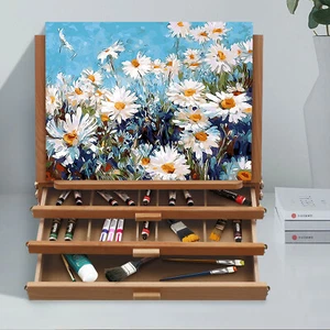 Adjustable Wood Desk Table Easel, Storage Drawer, Art Paint Canvas Fold Up Easel - Picture 1 of 12