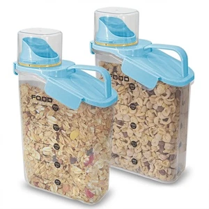 Two Pack Food & Cereal Storage Container - 2.6L Airtight Plastic Kitchen Orga... - Picture 1 of 7