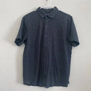 Vince Button Down Hemd Herren L Blau Birdseye Print Kurzarm Classic Baumwolle - Bild 1 von 7