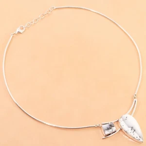 Necklace Dendritic Opal Gemstone Handmade Ethnic Jewelry 16'' - Picture 1 of 7