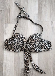 Lascana Venus Swim Top Size D Leopard Halter Sweetheart - Picture 1 of 3