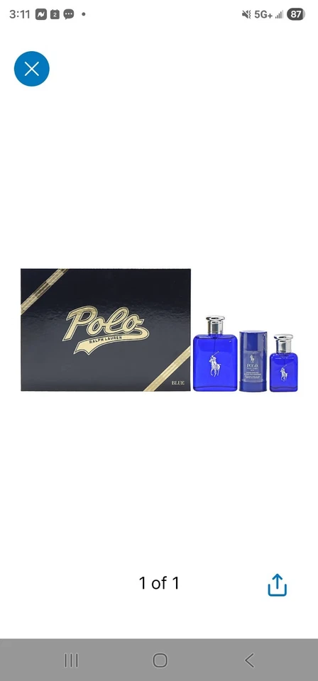 Juego de regalo de 3 piezas POLO BLUE de Ralph Lauren con 4,2 oz 1,3 oz y desodorante Foto 1 de 1