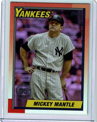 Обновление 2025 Topps - 1990 Topps бейсбол Микки Мэнтл #U90-43 розовая фольга - Изображение 1 из 2