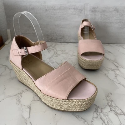 Sandalias Alpargatas Naturalizer Mujer Talla 7.5 Rosa Cuero Plataforma Tacón Medio Foto 1 de 4