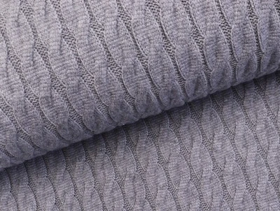 STRICK Stoff schwer mit Zopfmuster weich dehnbar GRAU MELANGE EUR 22,98/m - Bild 1 von 2