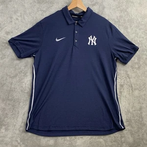 Nike Polo Shirt Mens Medium New York Yankees MLB Baseball Dri Fit Blue NY Casual - Picture 1 of 7