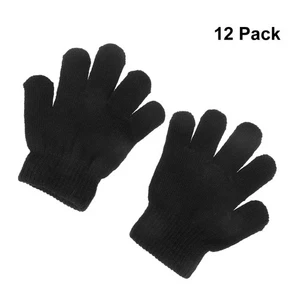 12 Pair Winter Gloves Child Full Finger Knitted Mittens for Kids - Imagen 1 de 11