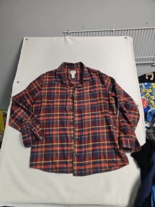 LL Bean Shirt Men L Red Scotch Plaid Flannel Button Down Checker Traditional Fit - Picture 1 of 5
