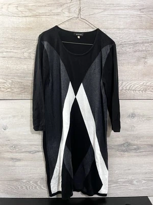 Spence Pop Bambi Knit Long Sleeve Sweater Dress Black Gray Size Large Casual - Image 1 of 2