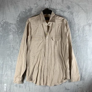 Bullock & Jones Giannetto Portifino Men's Button Down Shirt L Linen Italy Tan - Picture 1 of 8
