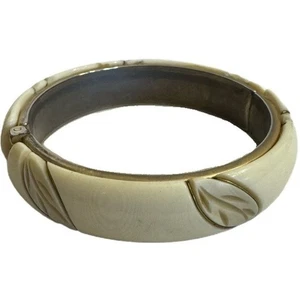 Vintage Armband 50er Jahre Klappklammer MCM 60s Lucite & Metall Armreif goldfarben - Bild 1 von 16